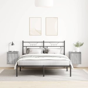 vidaXL Szafki nocne ścienne 2 szt. Szary Sonoma 38x34x40 cm 3