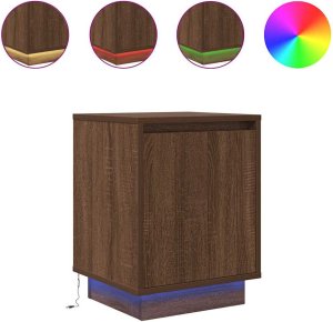vidaXL Szafka nocna z oświetleniem LED, brązowy dąb, 38x34x50 cm 2