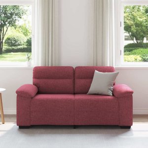 vidaXL Sofa 2-osobowa w kolorze czerwonego wina 120 cm Tkanina 3