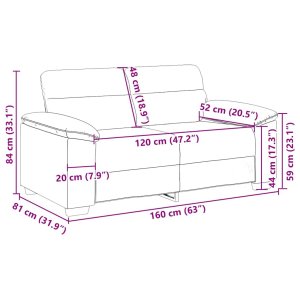 vidaXL Sofa 2-osobowa w kolorze czerwonego wina 120 cm Tkanina 9
