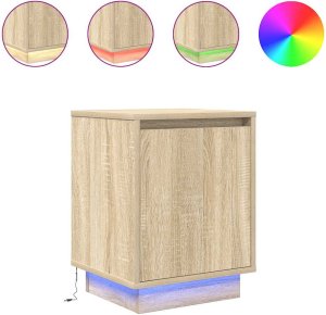 vidaXL Szafka nocna z oświetleniem LED, dąb sonoma, 38x34x50 cm 2