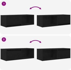 vidaXL Szafka RTV Czarny Dąb 80x31x25,5 cm Drewno klejone 9