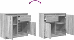 vidaXL Komoda z szufladą Szary Sonoma 71x35x65 cm Drewno klejone 9