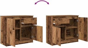 vidaXL Komoda z szufladą Stare drewno 71x35x65 cm Drewno klejone 9