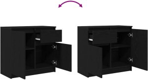 vidaXL Komoda z szufladą Czarny dąb 71x35x65 cm Drewno klejone 9