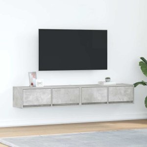 Szafki RTV 2 szt. Beton Szary 80x31x25,5 cm Drewno klejone Lumarko! Lumarko! 1