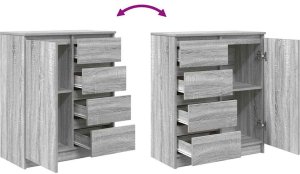 vidaXL Komoda z szufladami Szary Sonoma 71x35x84 cm Drewno klejone 9
