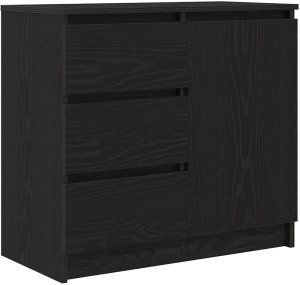 vidaXL Komoda z szufladą Czarny dąb 71x35x65 cm Drewno klejone 2