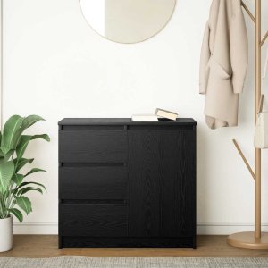 vidaXL Komoda z szufladą Czarny dąb 71x35x65 cm Drewno klejone 3