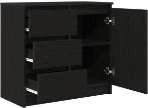 vidaXL Komoda z szufladą Czarny dąb 71x35x65 cm Drewno klejone 5