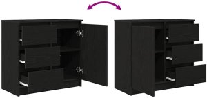 vidaXL Komoda z szufladą Czarny dąb 71x35x65 cm Drewno klejone 9