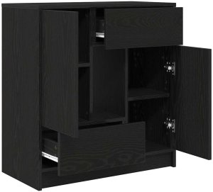 vidaXL Komoda z szufladami i drzwiami, czarny dąb, 70,5x34x74,5 cm 5