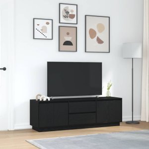 vidaXL Szafka RTV z oświetleniem LED Czarny Dąb 160,5x41x50 cm 4