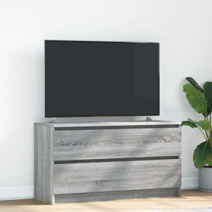 Szafka RTV Szara Sonoma 100x35x54 cm Drewno klejone Lumarko! Lumarko! 1