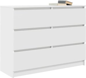 vidaXL Komoda Biała 100x35x76 cm Drewno klejone 4