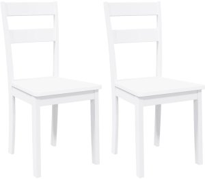 vidaXL Krzesła do jadalni 2 szt. Białe lite drewno gumowe 2