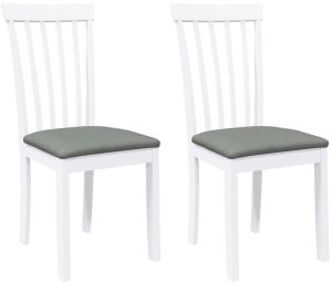 vidaXL Krzesła do jadalni z poduszkami 2 szt. Białe lite drewno gumowe 2