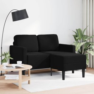 vidaXL Sofa 2-osobowa z leżanką w kształcie litery L Czarna 125 cm 1