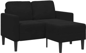 vidaXL Sofa 2-osobowa z leżanką w kształcie litery L Czarna 125 cm 2