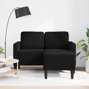vidaXL Sofa 2-osobowa z leżanką w kształcie litery L Czarna 125 cm 3