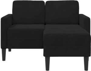 vidaXL Sofa 2-osobowa z leżanką w kształcie litery L Czarna 125 cm 4
