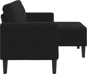 vidaXL Sofa 2-osobowa z leżanką w kształcie litery L Czarna 125 cm 5