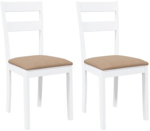 vidaXL Krzesła do jadalni z poduszkami 2 szt. Białe lite drewno gumowe 2