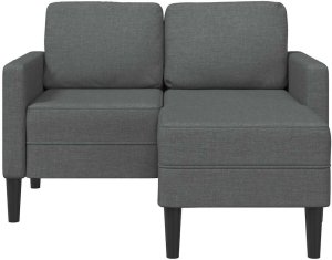 vidaXL Sofa 2-osobowa z szezlongiem w kształcie litery L Ciemnoszara 4