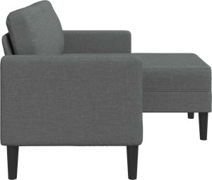 vidaXL Sofa 2-osobowa z szezlongiem w kształcie litery L Ciemnoszara 5
