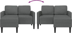 vidaXL Sofa 2-osobowa z szezlongiem w kształcie litery L Ciemnoszara 7