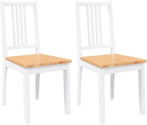 vidaXL Krzesła do jadalni 2 szt. Białe lite drewno gumowe 2