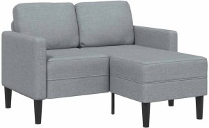 vidaXL Sofa 2-osobowa z szezlongiem w kształcie litery L, jasnoszara 2