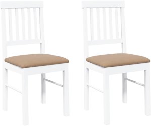 vidaXL Krzesła do jadalni z poduszkami 2 szt. Białe lite drewno gumowe 2