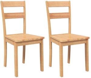 vidaXL Krzesła do jadalni 2 szt. Naturalne drewno lite guma 2