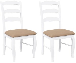 vidaXL Krzesła do jadalni z poduszkami 2 szt. Białe lite drewno gumowe 2