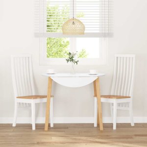 vidaXL Krzesła do jadalni 2 szt. Białe lite drewno gumowe 3