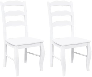 vidaXL Krzesła do jadalni 2 szt. Białe lite drewno gumowe 2