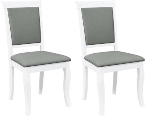 vidaXL Krzesła do jadalni z poduszkami 2 szt. Białe lite drewno gumowe 2