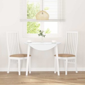 vidaXL Krzesła do jadalni z poduszkami 2 szt. Białe lite drewno gumowe 3