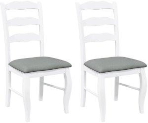 vidaXL Krzesła do jadalni z poduszkami 2 szt. Białe lite drewno gumowe 2