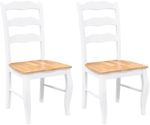vidaXL Krzesła do jadalni 2 szt. Białe lite drewno gumowe 2