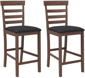 vidaXL Hokery barowe z poduszkami 2 szt. Brązowe lite drewno gumowe 2