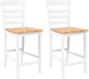 vidaXL Hokery barowe 2 szt. Białe lite drewno gumowe 2