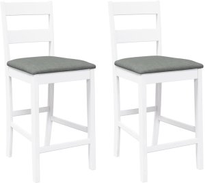 vidaXL Hokery barowe z poduszkami 2 szt. Białe lite drewno gumowe 2