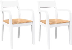 vidaXL Krzesła do jadalni 2 szt. Białe lite drewno gumowe 2