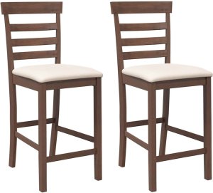 vidaXL Hokery barowe z poduszkami 2 szt. Brązowe lite drewno gumowe 2