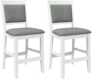 vidaXL Hokery barowe z poduszkami 2 szt. Białe lite drewno gumowe 2
