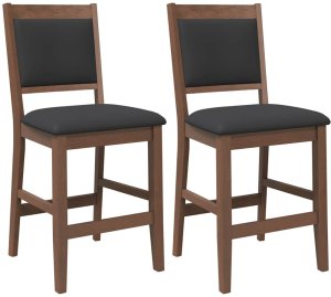 vidaXL Hokery barowe z poduszkami 2 szt. Brązowe lite drewno gumowe 2