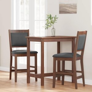 vidaXL Hokery barowe z poduszkami 2 szt. Brązowe lite drewno gumowe 3