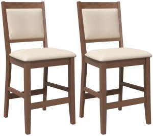 vidaXL Hokery barowe z poduszkami 2 szt. Brązowe lite drewno gumowe 2